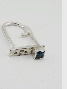 BLUE TOPAZ AVANT-GARDE STATEMENT RING HANDMADE IN STERLING SILVER SIZE 5.5